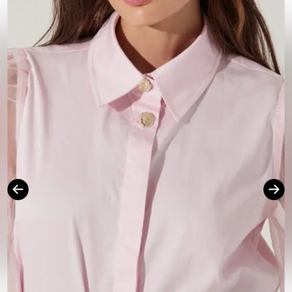 Astr the Label Sheer Sleeve Pink Shirt size M - Picture 3 of 7